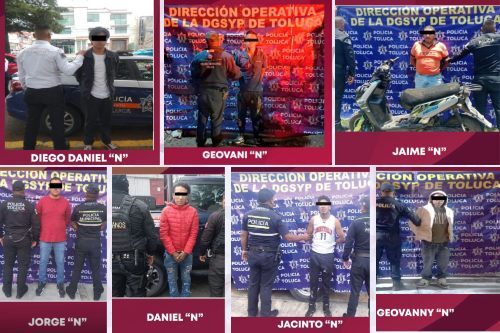 Capturan en Toluca, a 11 delincuentes y recuperan vehículos robados